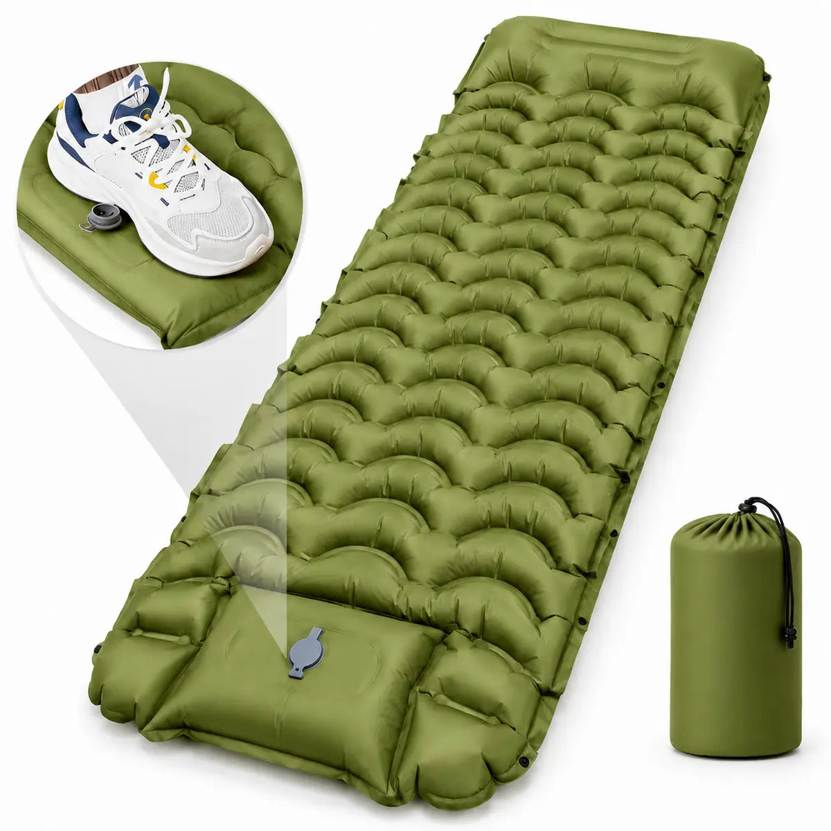 Ultra-Thick 5" Camping Sleeping Pad – Lightweight Inflatable Mat with Built-In Pillow & Foot Pump