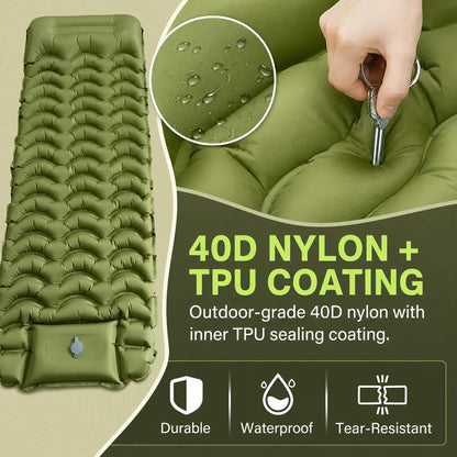 Ultra-Thick 5" Camping Sleeping Pad – Lightweight Inflatable Mat with Built-In Pillow & Foot Pump
