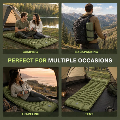 Ultra-Thick 5" Camping Sleeping Pad – Lightweight Inflatable Mat with Built-In Pillow & Foot Pump