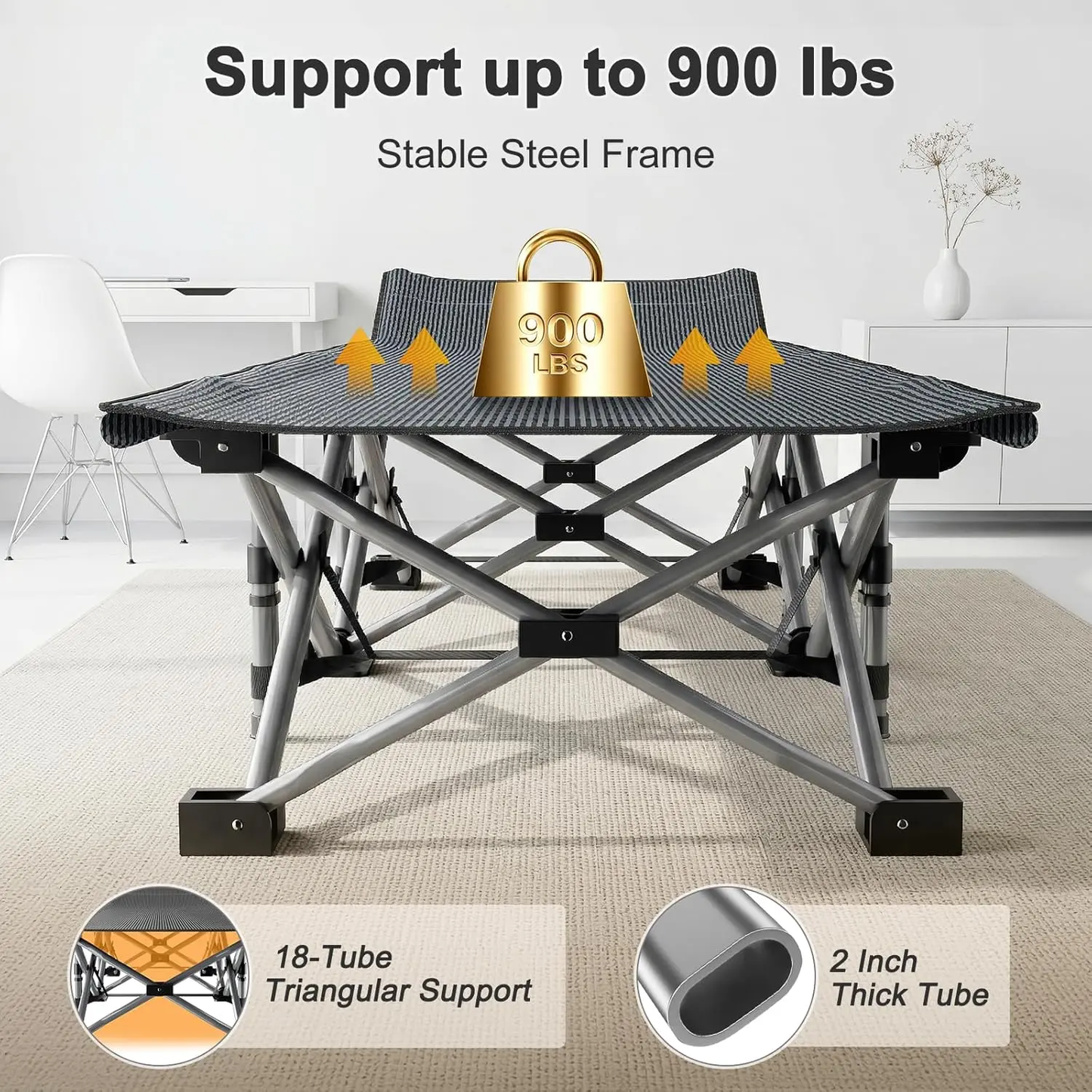 Heavy-Duty Folding Camping Cot with Mattress