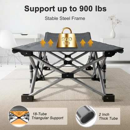 Heavy-Duty Folding Camping Cot with Mattress