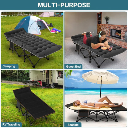 Heavy-Duty Folding Camping Cot with Mattress