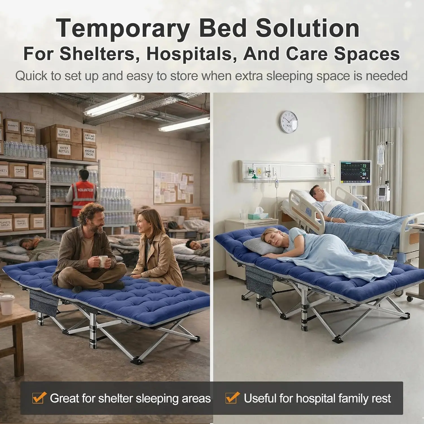 Heavy-Duty Folding Camping Cot with Mattress