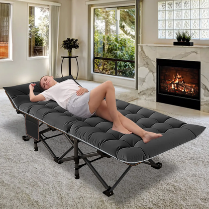Heavy-Duty Folding Camping Cot with Mattress