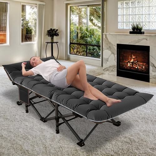 Heavy-Duty Folding Camping Cot with Mattress