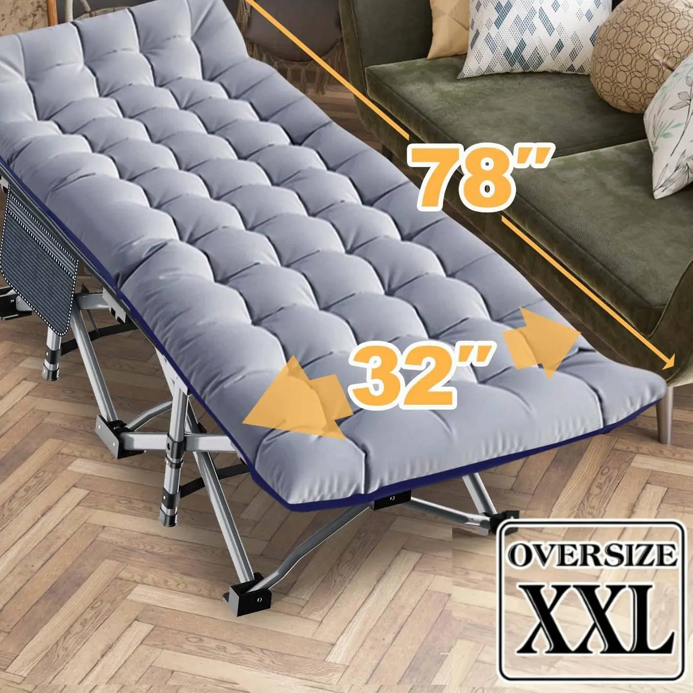 Heavy-Duty Folding Camping Cot with Mattress