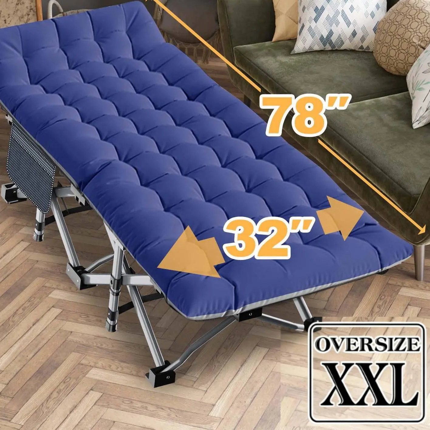 Heavy-Duty Folding Camping Cot with Mattress