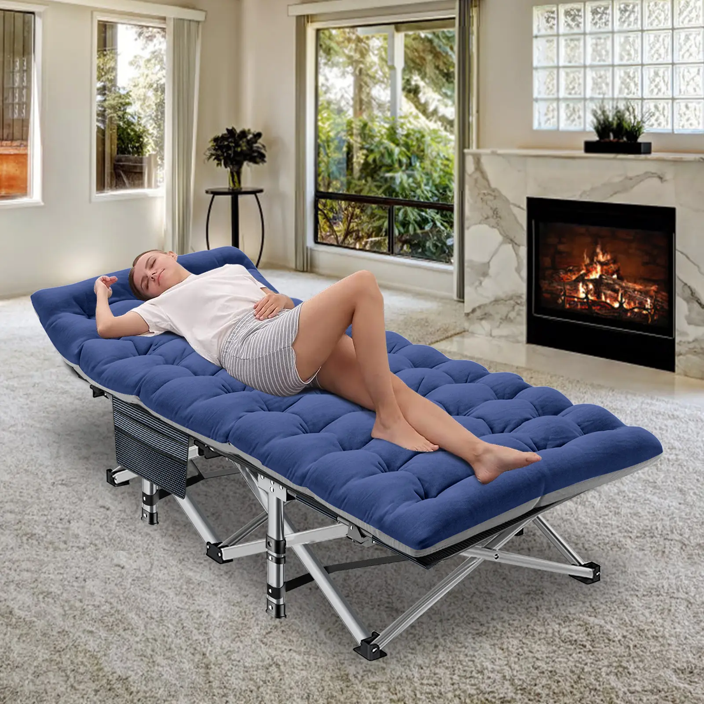 Heavy-Duty Folding Camping Cot with Mattress