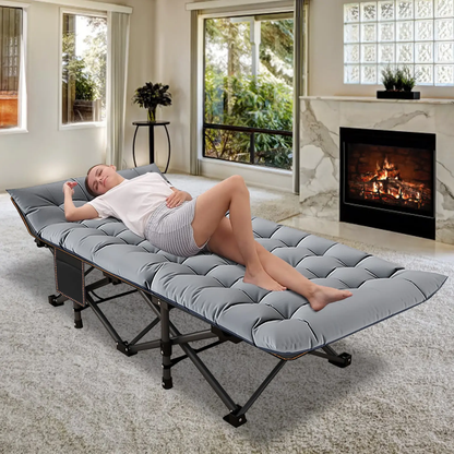 Heavy-Duty Folding Camping Cot with Mattress