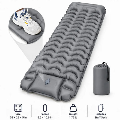Ultra-Thick 5" Camping Sleeping Pad – Lightweight Inflatable Mat with Built-In Pillow & Foot Pump